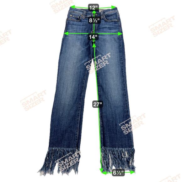 Pistola Tallis Fringe Hem Cropped Lower Mid Rise Medium Wash Jeans Size 24 - Picture 6 of 12